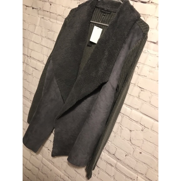 Sherpa draped soft and fuzz knit open front jacket - Picture 7 of 7